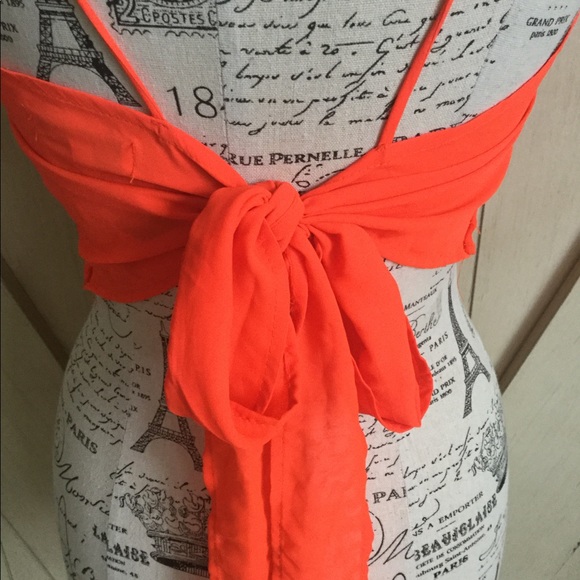 🍊🍊ASOS TALL Neon Orange Tie-back Top🍊🍊 - Picture 5 of 7